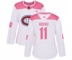 Women Montreal Canadiens #11 Saku Koivu Authentic White Pink Fashion NHL Jersey