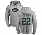 New York Jets #22 Trumaine Johnson Ash Name & Number Logo Pullover Hoodie