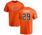 Chicago Bears #29 Tarik Cohen Orange Name & Number Logo T-Shirt