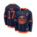 Edmonton Oilers #17 Jari Kurri Authentic Navy Blue Alternate Fanatics Branded Breakaway Hockey Jersey