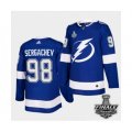 Tampa Bay Lightning #98 Mikhail Sergachev Blue Home Authentic 2021 Stanley Cup Jersey