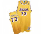 Los Angeles Lakers #73 Dennis Rodman Authentic Gold Throwback Basketball Jersey