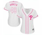 Women's Philadelphia Phillies #49 Jake Arrieta Authentic White Fashion Cool Base Baseball Jersey
