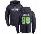 Seattle Seahawks #98 Rasheem Green Navy Blue Name & Number Logo Pullover Hoodie