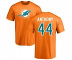 Miami Dolphins #44 Stephone Anthony Orange Name & Number Logo T-Shirt
