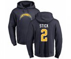 Los Angeles Chargers #2 Easton Stick Navy Blue Name & Number Logo Pullover Hoodie