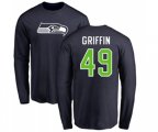 Seattle Seahawks #49 Shaquem Griffin Navy Blue Name & Number Logo Long Sleeve T-Shirt