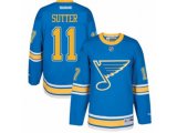 St. Louis Blues #11 Brian Sutter Authentic Blue 2017 Winter Classic NHL Jersey