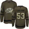 Columbus Blue Jackets #53 Gabriel Carlsson Premier Green Salute to Service NHL Jersey