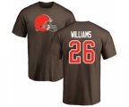 Cleveland Browns #26 Greedy Williams Brown Name & Number Logo T-Shirt