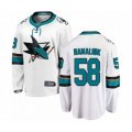 San Jose Sharks #58 Dillon Hamaliuk Fanatics Branded White Away Breakaway Hockey Jersey