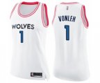 Women's Minnesota Timberwolves #1 Noah Vonleh Swingman White Pink Fashion Basketball Jersey