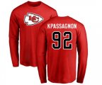 Kansas City Chiefs #92 Tanoh Kpassagnon Red Name & Number Logo Long Sleeve T-Shirt