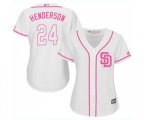 Women's San Diego Padres #24 Rickey Henderson Authentic White Fashion Cool Base Baseball Jersey