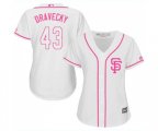 Women's San Francisco Giants #43 Dave Dravecky Authentic White Fashion Cool Base Baseball Jersey