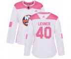 Women New York Islanders #40 Robin Lehner Authentic White Pink Fashion NHL Jersey