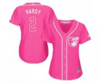 Women's Baltimore Orioles #2 J.J. Hardy Authentic Pink Fashion Cool Base Baseball Jersey
