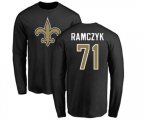New Orleans Saints #71 Ryan Ramczyk Black Name & Number Logo Long Sleeve T-Shirt