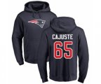New England Patriots #65 Yodny Cajuste Navy Blue Name & Number Logo Pullover Hoodie