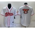 San Francisco 49ers White Team Big Logo With Patch Cool Base Stitched Baseball Jersey