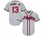 Atlanta Braves #13 Ronald Acuna Jr. Replica Grey Road Cool Base Baseball Jersey