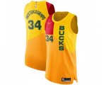 Milwaukee Bucks #34 Giannis Antetokounmpo Authentic Yellow Basketball Jersey - City Edition