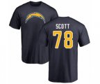 Los Angeles Chargers #78 Trent Scott Navy Blue Name & Number Logo T-Shirt