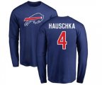 Buffalo Bills #4 Stephen Hauschka Royal Blue Name & Number Logo Long Sleeve T-Shirt