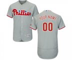 Philadelphia Phillies Customized Grey Road Flex Base Authentic Collection Baseball Jersey