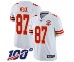 Kansas City Chiefs #87 Travis Kelce White Vapor Untouchable Limited Player 100th Season Football Jersey