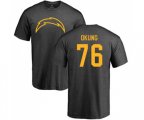 Los Angeles Chargers #76 Russell Okung Ash One Color T-Shirt