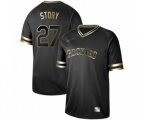 Colorado Rockies #27 Trevor Story Authentic Black Gold Fashion Baseball Jersey