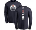 Edmonton Oilers #5 Mark Fayne Navy Blue Backer Long Sleeve T-Shirt