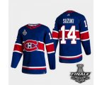 Montreal Canadiens #14 Nick Suzuki Blue Road Authentic 2021 NHL Stanley Cup Final Patch Jersey