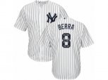 New York Yankees #8 Yogi Berra Authentic White Team Logo Fashion MLB Jersey