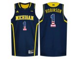 2016 US Flag Fashion-Michigan Wolverines Glenn Robinson III #1 Basketball Authentic Jersey - Navy Blue