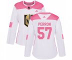 Women Vegas Golden Knights #57 David Perron Authentic White Pink Fashion NHL Jersey