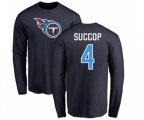 Tennessee Titans #4 Ryan Succop Navy Blue Name & Number Logo Long Sleeve T-Shirt