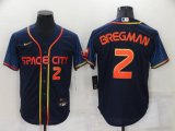 Houston Astros #2 Alex Bregman Number 2022 Navy Blue City Connect Game Stitched Jersey