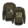 San Jose Sharks #58 Dillon Hamaliuk Authentic Green Salute to Service Hockey Jersey