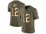 Indianapolis Colts #12 Andrew Luck Limited Olive Gold 2017 Salute to Service NFL Jersey