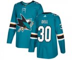Adidas San Jose Sharks #30 Aaron Dell Premier Teal Green Home NHL Jersey