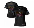 Women Carolina Panthers #74 Daeshon Hall Game Black Fashion NFL Jersey