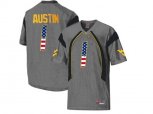 2016 US Flag Fashion West Virginia Mountaineers Tavon Austin #1 College Football Mesh Jersey - Grey