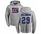 New York Giants #29 Deone Bucannon Ash Name & Number Logo Pullover Hoodie