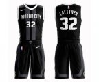 Detroit Pistons #32 Christian Laettner Authentic Black Basketball Suit Jersey - City Edition