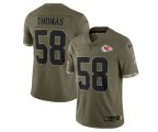 Kansas City Chiefs #58 Derrick Thomas 2022 Olive Salute To Service Limited Stitched Jersey