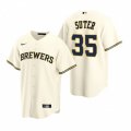 Nike Milwaukee Brewers #35 Brent Suter Cream Home Stitched Baseball Jersey