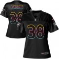 Women Oakland Raiders #38 T.J. Carrie Game Black Fashion NFL Jersey