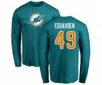 Miami Dolphins #49 Sam Eguavoen Aqua Green Name & Number Logo Long Sleeve T-Shirt